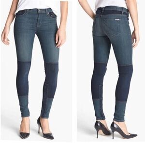 HUDSON newton dark blue wash patchwork super skinny jeans size US 27